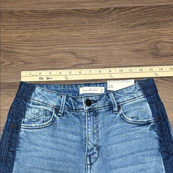 Unpublished Heather Two Tone High Waist Mom Jeans NWT Size 26 Light & Dark Denim - Picture 6 of 9